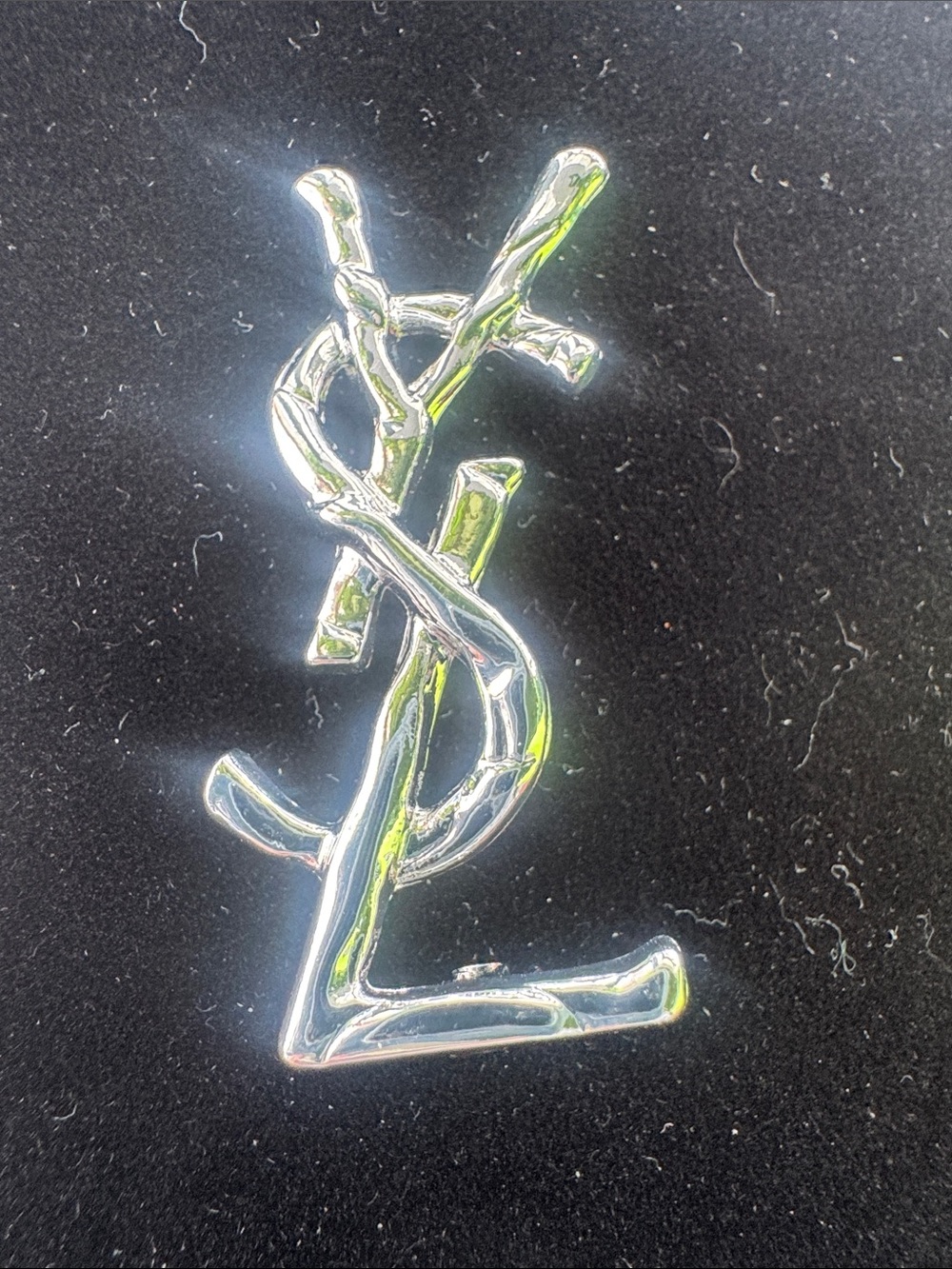 Brooch Silver Metallic Monogram - Luxury Logo pin